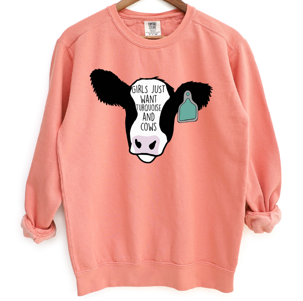 Turquoise and Cows Crewneck (S-3XL) - Multiple Colors!
