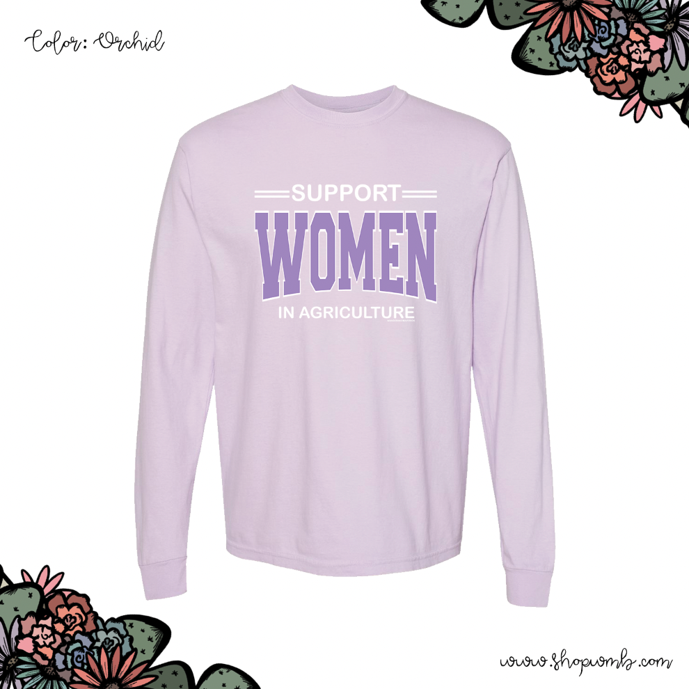 Support Women In Agriculture Purple Ink LONG SLEEVE T-Shirt (S-3XL) - Multiple Colors!
