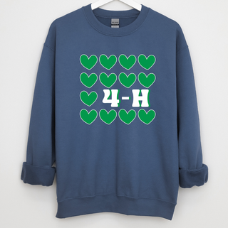 4-H Multiple Hearts Crewneck (S-3XL) - Multiple Colors!