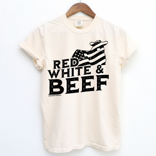 Red White and BEEF Black Ink– Comfort Colors T-Shirt