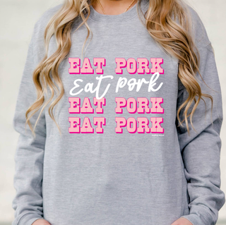 Pink Western Eat Pork Dolly– Crewneck