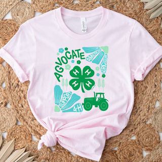 Support 4-H Floral Blue and Green– Bella Canvas T-Shirt