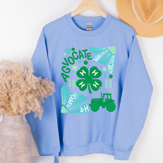 Support 4-H Floral Blue and Green– Crewneck