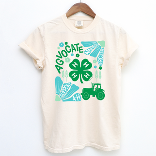 Support 4-H Floral Blue and Green– Comfort Colors T-Shirt