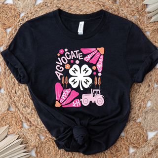 Support 4-H Floral Pink and Orange– Bella Canvas T-Shirt