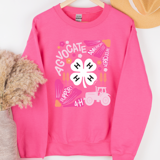 Support 4-H Floral Pink and Orange– Crewneck