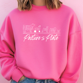 Pasture to Plate White Ink– Crewneck