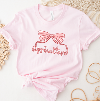 Agriculture Bow Script Pink- Bella Canvas T-Shirt