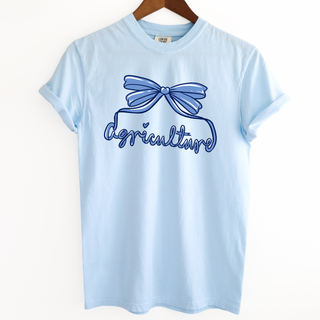 Agriculture Script Bow Blue– Comfort Colors T-Shirt