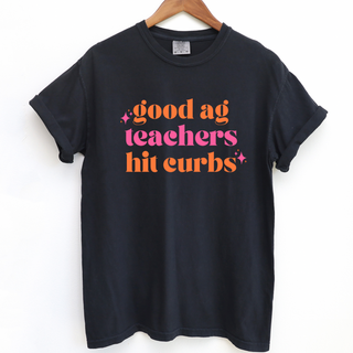 Good Ag Teachers Hit Curbs Pink– Comfort Colors T-Shirt