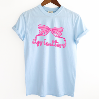 Hot Pink Agriculture Bow– Comfort Colors T-Shirt