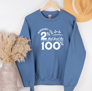 Support The 2% White Ink– Crewneck