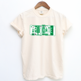 Green Agvocate For Agriculture License Plate– Comfort Colors T-Shirt