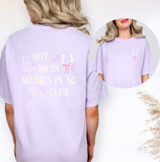Hot Mess Woman In Ag Club– Comfort Colors T-Shirt - Front & Back