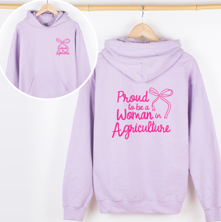 Proud To Be A Woman In Agriculture Bow– Hoodie - Front & Back!