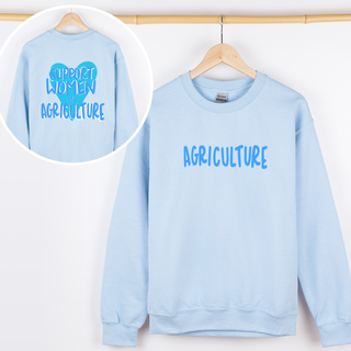 Blue Heart Support Woman In Ag– Crewneck - Front & Back!