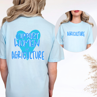 Blue Heart Support Woman In Ag– Comfort Colors T-Shirt - Front & Back