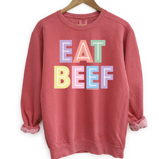 Pastel Lines Eat Beef Crewneck (S-3XL) - Multiple Colors!