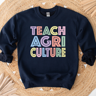 Pastel Lines Teach Agriculture Crewneck (S-3XL) - Multiple Colors!