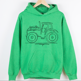 Agriculture Script Tractor Black Ink – Hoodie
