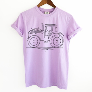 Agriculture Script Tractor Black Ink - Comfort Colors T-Shirt