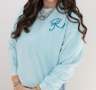Icy Blue Agriculture Bow - Corded Crewneck - SALE!