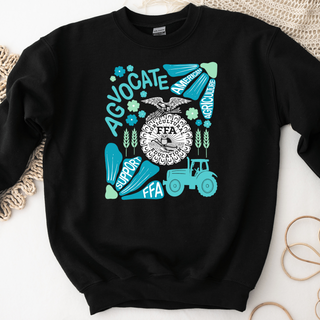 RTS Crew -Support Floral Blue - Black Crew