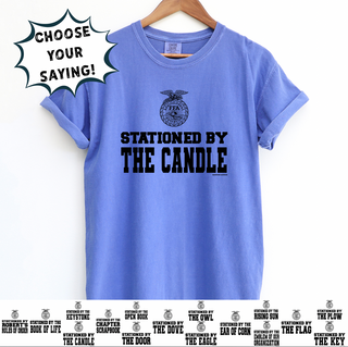 Stationed By Officer Design- PICK YOUR SAYING– Comfort Colors T-Shirt