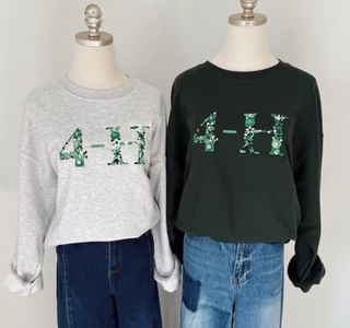 RTS Embroidered Crewneck - 4-H Floral (Green and Grey)