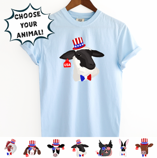 Red, White, and Blue Animals-CHOOSE YOUR ANIMAL– Comfort Colors T-Shirt