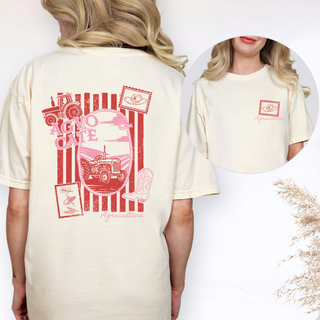 Striped Agriculture Pink and Red– Comfort Colors T-Shirt - Front & Back