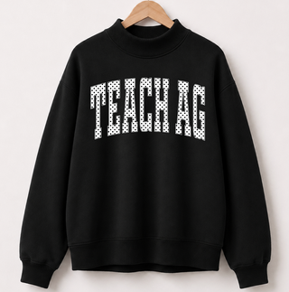 Teach Ag Polka Dot Mock Neck - Black