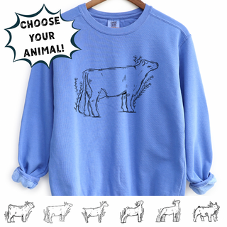 Floral Sketch-CHOOSE YOUR ANIMAL– Crewneck