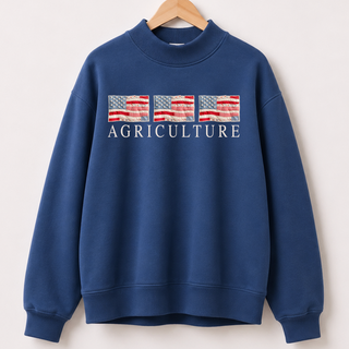 Patchwork American Flag - Navy Mock Neck