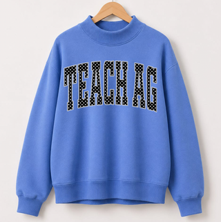 Polka Dot Teach Ag - Carolina Blue Mock Neck
