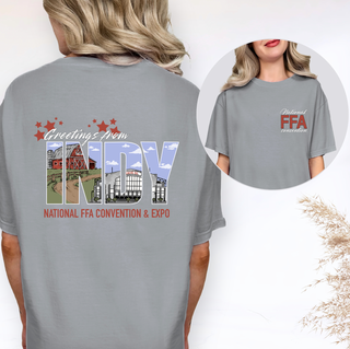 Greetings From Indy– Comfort Colors T-Shirt - Front & Back