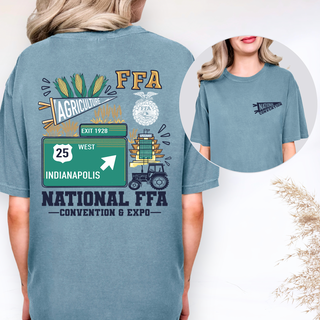 National FFA Indy Road Sign– Comfort Colors T-Shirt - Front & Back