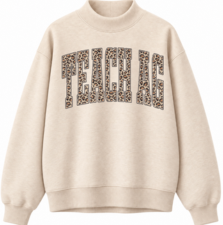 PREORDER -Cheetah Teach Ag- Oatmeal Mock Neck - Ships 10/15