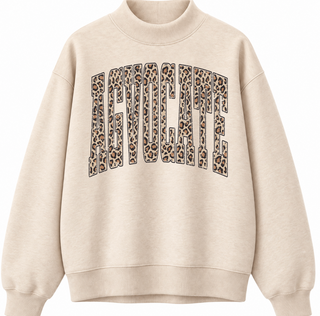 PREORDER -Cheetah AGVOCATE- Oatmeal Mock Neck - Ships 10/15