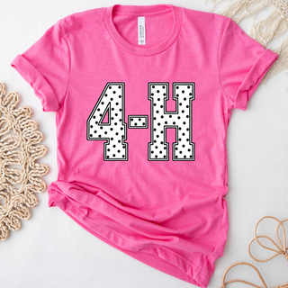 White/Black 4-H Polka Dot- Bella Canvas T-Shirt