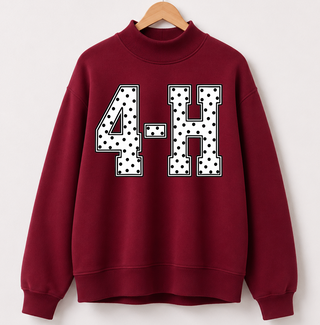 PREORDER -4-H Polka Dot | Maroon| Mock Neck - **Starts Shipping 10/31**