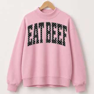 PREORDER - Polka Dot Eat Beef | Light Pink | Mock Neck - **Starts Shipping 10/31**