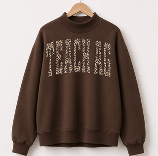 PREORDER - Cheetah Teach AG | Chocolate | Mock Neck - **Starts Shipping 10/31**