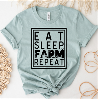 Eat Sleep Farm Repeat Black Ink - Bella Canvas T-Shirt