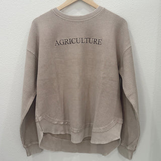 *ROUND BOTTOM* Tan Agriculture Corded Crewneck