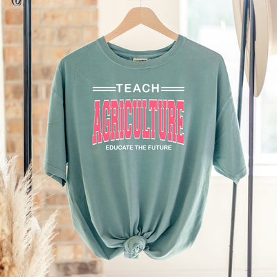Teach Agriculture Educate The Future Pink Ink ComfortWash/ComfortColor T-Shirt (S-4XL) - Multiple Colors!