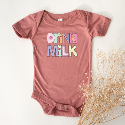 Pastel Drink Milk One Piece/T-Shirt (Newborn - Youth XL) - Multiple Colors!