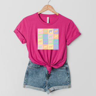 Pastel Checkered Dairy Cow T-Shirt (XS-4XL) - Multiple Colors!