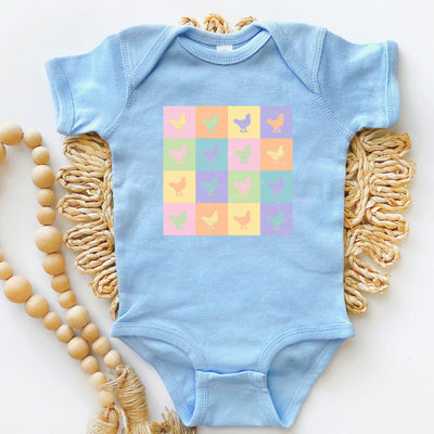 Pastel Checkered Chicken One Piece/T-Shirt (Newborn - Youth XL) - Multiple Colors!