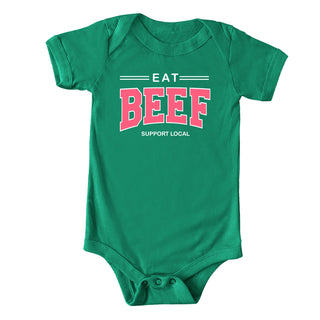 Pink Eat Beef- Support Local One Piece/T-Shirt (Newborn - Youth XL) - Multiple Colors!